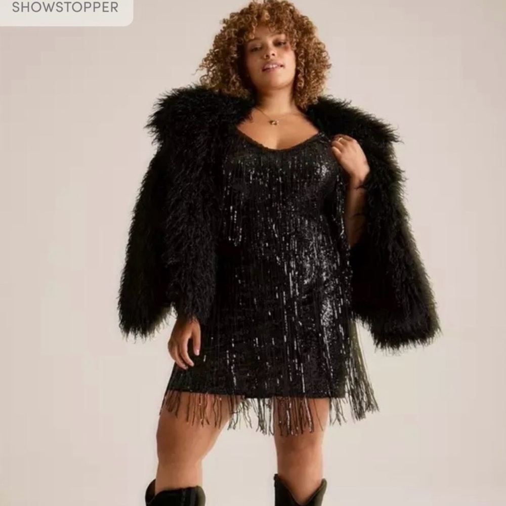 Torrid Festi Black Sequin Fringe Mini Dress